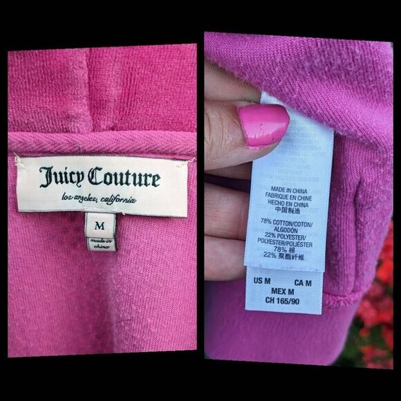 Juicy Couture Y2K Hot Pink Velour Bling Rhinestone Zip up Tracksuit Jacket. Medi - Picture 9 of 9